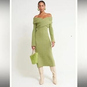 Cult Gaia Zennie green knit midi dress size XL